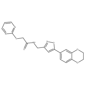 N-((5-(2,3-dihydrobenzo[b][1,4]dioxin-6-yl)isoxazol-3-yl)methyl)-2-(pyrimidin-2-ylthio)acetamide结构式