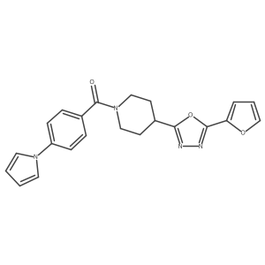 (4-(1H-pyrrol-1-yl)phenyl)(4-(5-(furan-2-yl)-1,3,4-oxadiazol-2-yl)piperidin-1-yl)methanone结构式