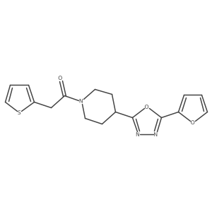 1-(4-(5-(Furan-2-yl)-1,3,4-oxadiazol-2-yl)piperidin-1-yl)-2-(thiophen-2-yl)ethanone Structure