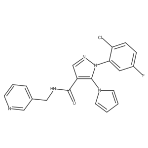 1-(2-chloro-5-fluorophenyl)-N-(pyridin-3-ylmethyl)-5-(1H-pyrrol-1-yl)-1H-pyrazole-4-carboxamide结构式