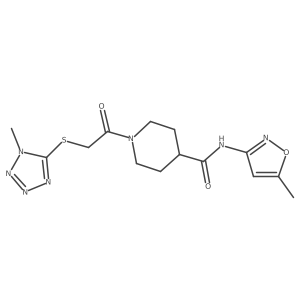 1-(2-((1-methyl-1H-tetrazol-5-yl)thio)acetyl)-N-(5-methylisoxazol-3-yl)piperidine-4-carboxamide Structure