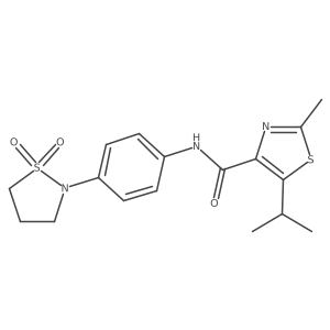 N-[4-(1,1-dioxido-1,2-thiazolidin-2-yl)phenyl]-2-methyl-5-(propan-2-yl)-1,3-thiazole-4-carboxamide结构式
