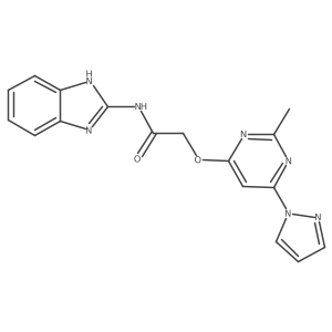 N-(1H-benzo[d]imidazol-2-yl)-2-((2-methyl-6-(1H-pyrazol-1-yl)pyrimidin-4-yl)oxy)acetamide Structure