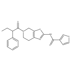 N-(5-(2-phenylbutanoyl)-4,5,6,7-tetrahydrothiazolo[5,4-c]pyridin-2-yl)thiophene-3-carboxamide结构式