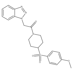 2-(1H-benzo[d][1,2,3]triazol-1-yl)-1-(4-((4-methoxyphenyl)sulfonyl)piperidin-1-yl)ethanone结构式