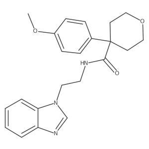 N-[2-(1H-benzimidazol-1-yl)ethyl]-4-(4-methoxyphenyl)tetrahydro-2H-pyran-4-carboxamide结构式
