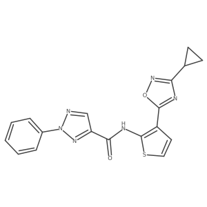 N-(3-(3-cyclopropyl-1,2,4-oxadiazol-5-yl)thiophen-2-yl)-2-phenyl-2H-1,2,3-triazole-4-carboxamide结构式