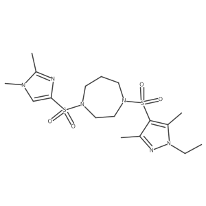 1-((1,2-dimethyl-1H-imidazol-4-yl)sulfonyl)-4-((1-ethyl-3,5-dimethyl-1H-pyrazol-4-yl)sulfonyl)-1,4-diazepane Structure