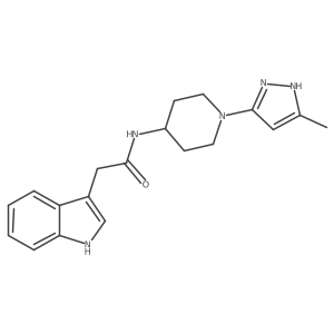 2-(1H-indol-3-yl)-N-[1-(5-methyl-1H-pyrazol-3-yl)piperidin-4-yl]acetamide结构式