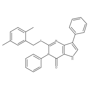 2-((2,5-dimethylbenzyl)thio)-3,7-diphenyl-3H-pyrrolo[3,2-d]pyrimidin-4(5H)-one结构式