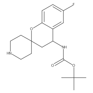 tert-butyl N-{6-fluoro-3,4-dihydrospiro[1-benzopyran-2,4'-piperidine]-4-yl}carbamate结构式