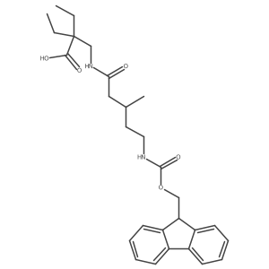 2-ethyl-2-{[5-({[(9H-fluoren-9-yl)methoxy]carbonyl}amino)-3-methylpentanamido]methyl}butanoic acid Structure