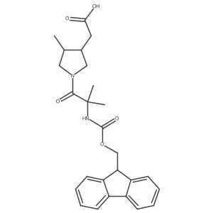 2-{1-[2-({[(9H-fluoren-9-yl)methoxy]carbonyl}amino)-2-methylpropanoyl]-4-methylpyrrolidin-3-yl}acetic acid结构式