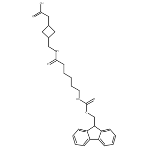 2-(3-{[6-({[(9H-fluoren-9-yl)methoxy]carbonyl}amino)hexanamido]methyl}cyclobutyl)acetic acid结构式