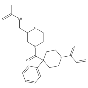 N-({4-[4-phenyl-1-(prop-2-enoyl)piperidine-4-carbonyl]morpholin-2-yl}methyl)acetamide结构式