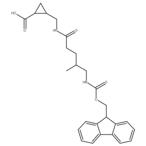 rac-(1R,2S)-2-{[5-({[(9H-fluoren-9-yl)methoxy]carbonyl}amino)-4-methylpentanamido]methyl}cyclopropane-1-carboxylic acid结构式
