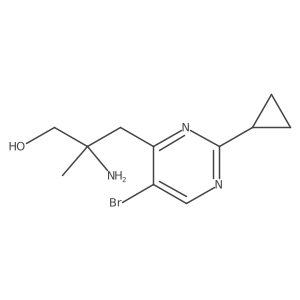 2-Amino-3-(5-bromo-2-cyclopropylpyrimidin-4-yl)-2-methylpropan-1-ol结构式