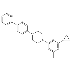 2-Cyclopropyl-4-methyl-6-{4-[6-(pyridin-2-yl)pyridazin-3-yl]piperazin-1-yl}pyrimidine结构式