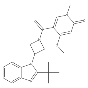 5-[3-(2-tert-butyl-1H-1,3-benzodiazol-1-yl)azetidine-1-carbonyl]-4-methoxy-1-methyl-1,2-dihydropyridin-2-one结构式