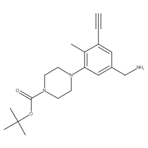 Tert-butyl 4-[5-(aminomethyl)-3-ethynyl-2-methylphenyl]piperazine-1-carboxylate结构式