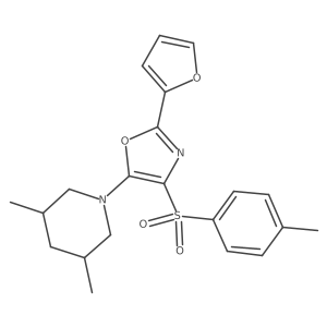 5-(3,5-Dimethylpiperidin-1-yl)-2-(furan-2-yl)-4-tosyloxazole结构式