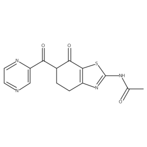 Acetamide,n-[4,5,6,7-tetrahydro-7-oxo-6-(pyrazinylcarbonyl)-2-benzo[d]thiazolyl]- Structure