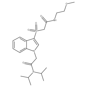 N,N-diisopropyl-2-(3-((2-((2-methoxyethyl)amino)-2-oxoethyl)sulfonyl)-1H-indol-1-yl)acetamide结构式