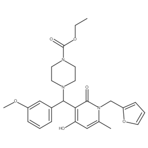 Ethyl 4-((1-(furan-2-ylmethyl)-4-hydroxy-6-methyl-2-oxo-1,2-dihydropyridin-3-yl)(3-methoxyphenyl)methyl)piperazine-1-carboxylate结构式