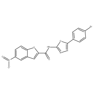 N-[5-(4-bromophenyl)-1,3,4-oxadiazol-2-yl]-5-nitro-1-benzothiophene-2-carboxamide结构式