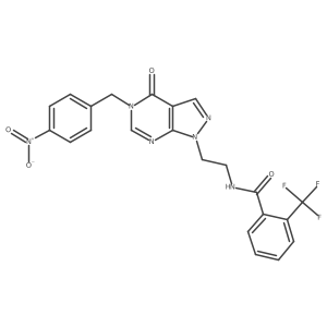 N-(2-(5-(4-nitrobenzyl)-4-oxo-4,5-dihydro-1H-pyrazolo[3,4-d]pyrimidin-1-yl)ethyl)-2-(trifluoromethyl)benzamide Structure