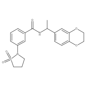 N-(1-(2,3-dihydrobenzo[b][1,4]dioxin-6-yl)ethyl)-3-(1,1-dioxidoisothiazolidin-2-yl)benzamide结构式
