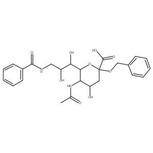 N-Acetyl-9-(benzoylamino)-9-deoxy-2-O-(phenylmethyl)-alpha-neuraminic acid结构式