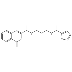N-{3-[(furan-2-ylcarbonyl)amino]propyl}-4-hydroxyquinazoline-2-carboxamide结构式