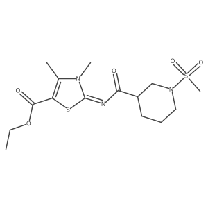 (Z)-ethyl 3,4-dimethyl-2-((1-(methylsulfonyl)piperidine-3-carbonyl)imino)-2,3-dihydrothiazole-5-carboxylate Structure