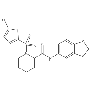 N-(benzo[d][1,3]dioxol-5-yl)-1-((5-chlorothiophen-2-yl)sulfonyl)piperidine-2-carboxamide Structure