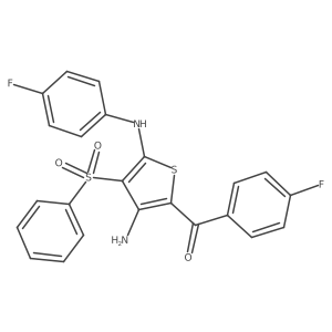 3-(benzenesulfonyl)-5-(4-fluorobenzoyl)-N2-(4-fluorophenyl)thiophene-2,4-diamine结构式