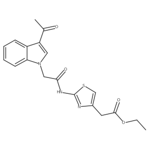 ethyl (2-{[(3-acetyl-1H-indol-1-yl)acetyl]amino}-1,3-thiazol-4-yl)acetate结构式