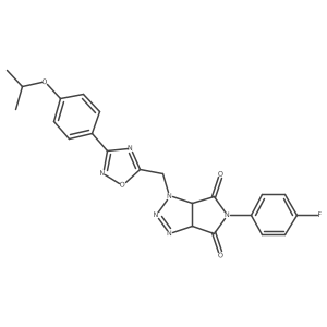 5-(4-fluorophenyl)-1-({3-[4-(propan-2-yloxy)phenyl]-1,2,4-oxadiazol-5-yl}methyl)-1H,3aH,4H,5H,6H,6aH-pyrrolo[3,4-d][1,2,3]triazole-4,6-dione结构式