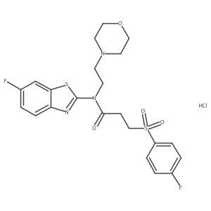 N-(6-fluorobenzo[d]thiazol-2-yl)-3-((4-fluorophenyl)sulfonyl)-N-(2-morpholinoethyl)propanamide hydrochloride结构式