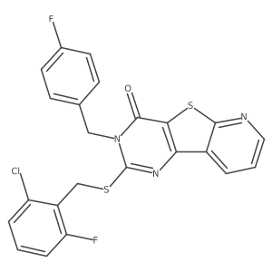 2-((2-chloro-6-fluorobenzyl)thio)-3-(4-fluorobenzyl)pyrido[3',2':4,5]thieno[3,2-d]pyrimidin-4(3H)-one结构式