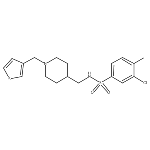 3-chloro-4-fluoro-N-((1-(thiophen-3-ylmethyl)piperidin-4-yl)methyl)benzenesulfonamide结构式