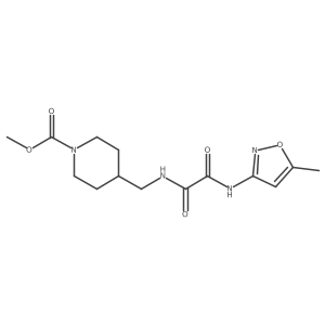 Methyl 4-((2-((5-methylisoxazol-3-yl)amino)-2-oxoacetamido)methyl)piperidine-1-carboxylate结构式