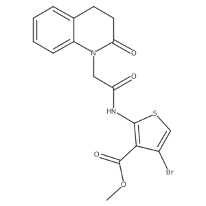 Methyl 4-bromo-2-(2-(2-oxo-3,4-dihydroquinolin-1(2H)-yl)acetamido)thiophene-3-carboxylate结构式