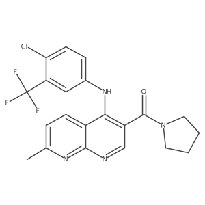 (4-((4-Chloro-3-(trifluoromethyl)phenyl)amino)-7-methyl-1,8-naphthyridin-3-yl)(pyrrolidin-1-yl)methanone Structure