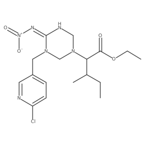 1,3,5-Triazine-1(2H)-acetic acid, 3-[(6-chloro-3-pyridinyl)methyl]tetrahydro-I+/--[(1S)-1-methylpropyl]-4-(nitroimino)-, ethyl ester, (I+/-S,4E)-结构式