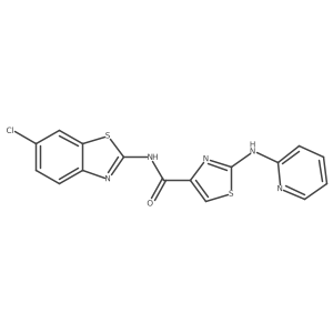 N-(6-chlorobenzo[d]thiazol-2-yl)-2-(pyridin-2-ylamino)thiazole-4-carboxamide结构式