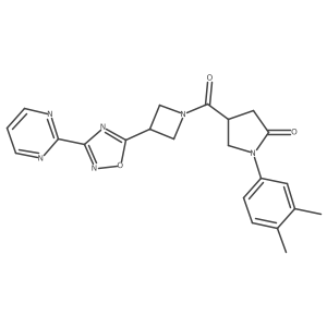 1-(3,4-Dimethylphenyl)-4-{3-[3-(pyrimidin-2-yl)-1,2,4-oxadiazol-5-yl]azetidine-1-carbonyl}pyrrolidin-2-one Structure