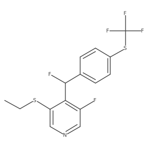 3-(Ethylsulfanyl)-5-fluoro-4-[fluoro({4-[(trifluoromethyl)sulfanyl]phenyl})methyl]pyridine Structure