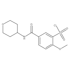 2-Methoxy-5-(oxan-4-ylcarbamoyl)benzenesulfonyl chloride结构式
