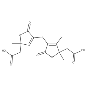 2-Furanacetic acid, 4-((5-(carboxymethyl)-2,5-dihydro-5-methyl-2-oxo-3-furanyl)methyl)-3-chloro-2,5-dihydro-2-methyl-5-oxo- Structure